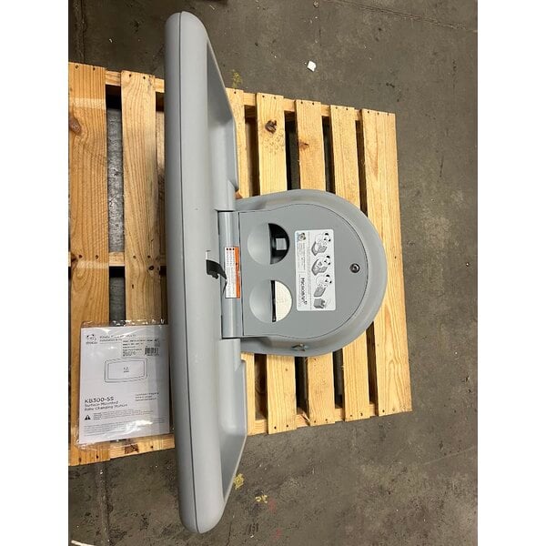 Scratch and Dent Koala Kare KB300-01SS Gray Horizontal Surface-Mounted Baby Changing Station with Stainless Steel Veneer