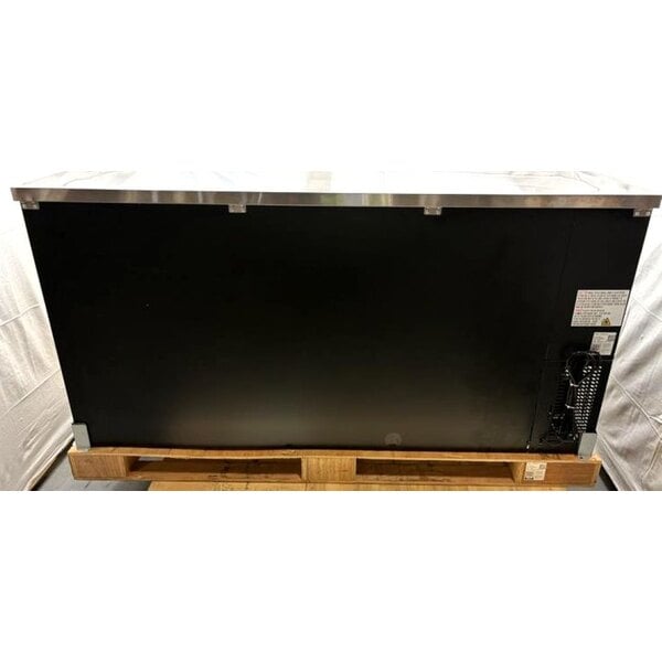 Scratch and Dent Avantco UBB-72-HC 73" Black Counter Height Narrow Solid Door Back Bar Refrigerator with LED Lighting