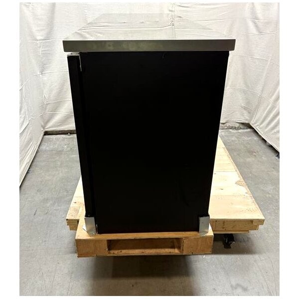 Scratch and Dent Avantco UBB-72-HC 73" Black Counter Height Narrow Solid Door Back Bar Refrigerator with LED Lighting