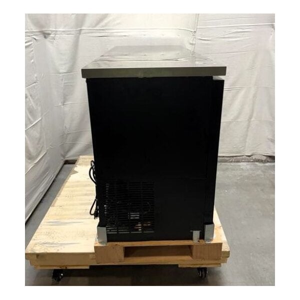 Scratch and Dent Avantco UBB-72-HC 73" Black Counter Height Narrow Solid Door Back Bar Refrigerator with LED Lighting