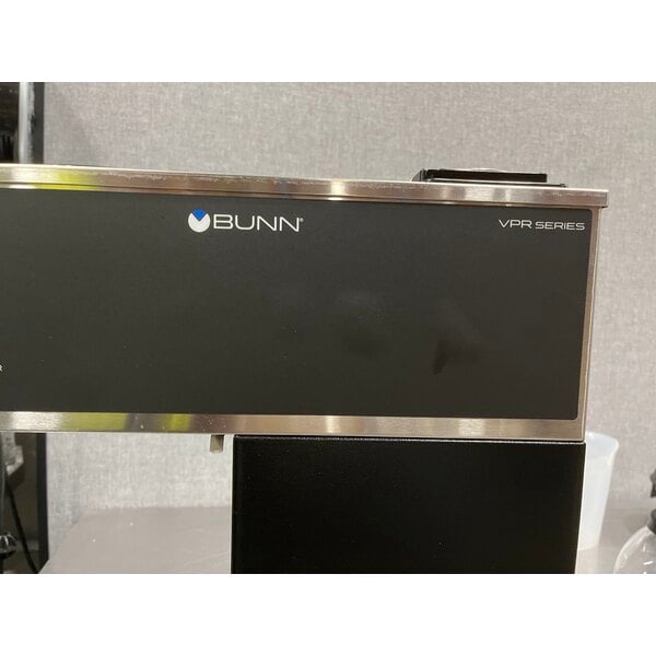 Scratch and Dent Bunn 33200.0015 VPR Black 12 Cup Pourover Coffee Brewer with 1 Upper and 1 Lower Warmer and 2 Glass Decanters - 120V