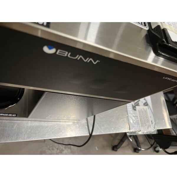 Scratch and Dent Bunn 33200.0015 VPR Black 12 Cup Pourover Coffee Brewer with 1 Upper and 1 Lower Warmer and 2 Glass Decanters - 120V