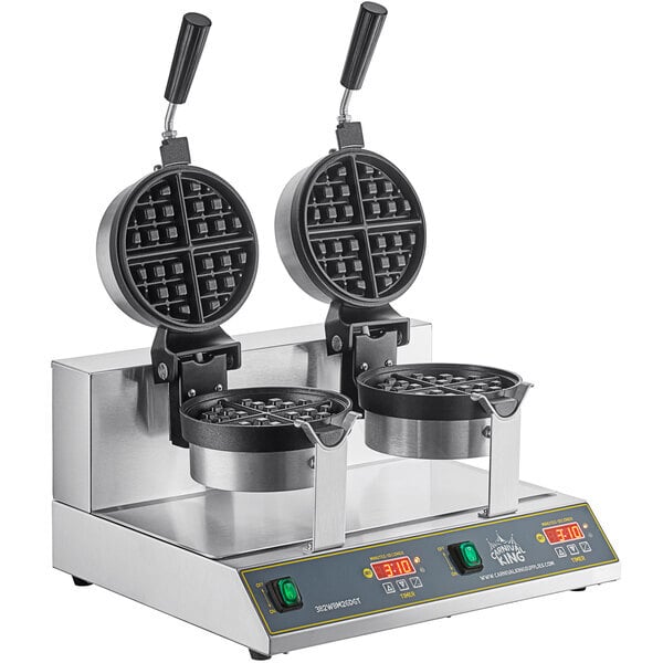 Scratch and Dent Carnival King WBM26DGT Non-Stick Double Belgian Waffle Maker with Digital Timer and Temperature Controls - 120V