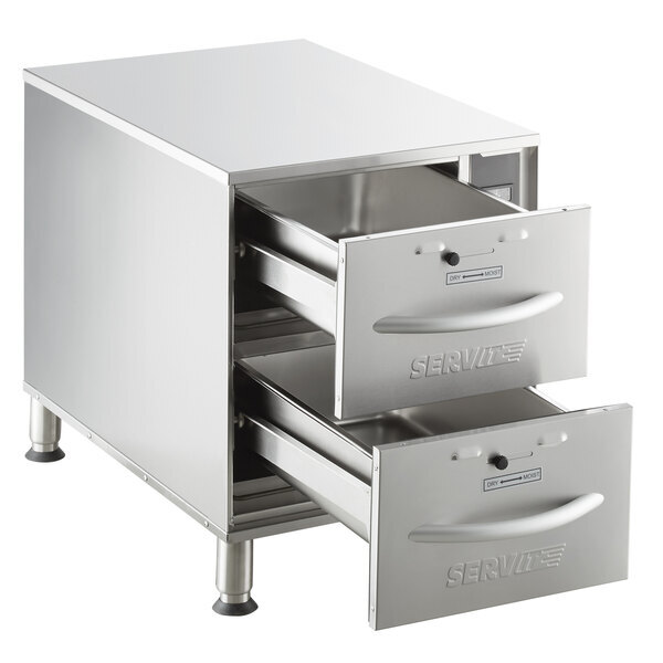 Scratch and Dent ServIt WDNFS-2 Double Narrow Freestanding Drawer Warmer - 900W, 120V