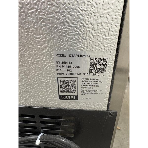 Scratch and Dent Avantco APT-48M-HC 47" 2 Door Mega Top Refrigerated Sandwich Prep Table