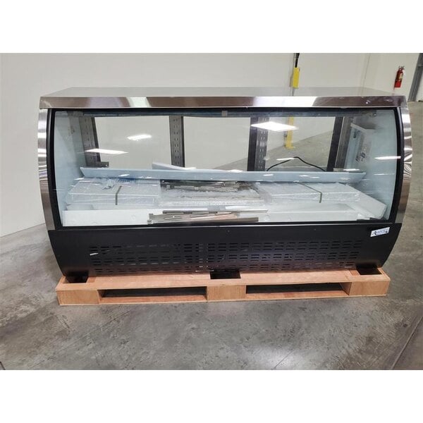 Scratch and Dent Avantco DLC82-HC-B 82" Black Curved Glass Refrigerated Deli Case