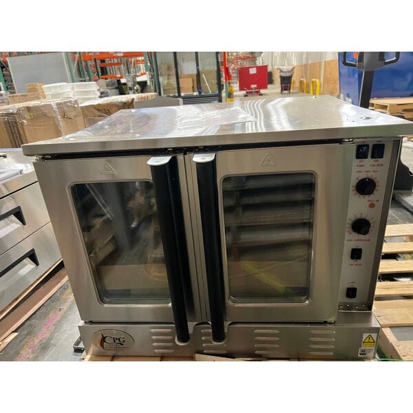 Scratch and Dent Cooking Performance Group FGC-100-N Single Deck Standard Depth Full Size Natural Gas Convection Oven with Legs - 54,000 BTU