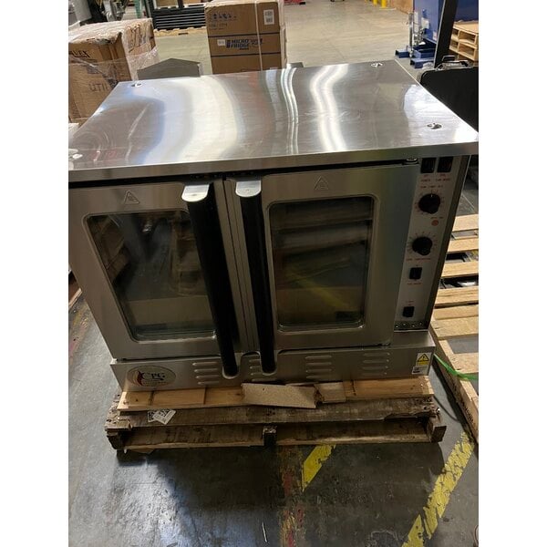 Scratch and Dent Cooking Performance Group FGC-100-N Single Deck Standard Depth Full Size Natural Gas Convection Oven with Legs - 54,000 BTU