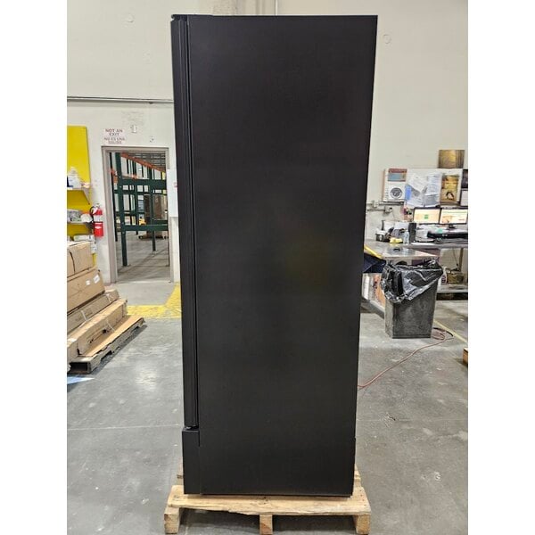 Scratch and Dent True FLM-81~TSL01 80 3/4" Black Refrigerated Glass Door Merchandiser with LED Lighting and Full Length Doors