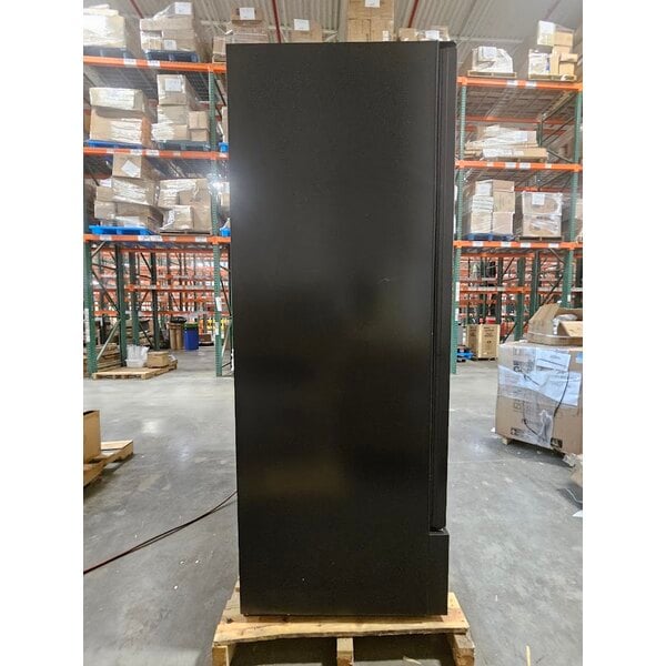 Scratch and Dent True FLM-81~TSL01 80 3/4" Black Refrigerated Glass Door Merchandiser with LED Lighting and Full Length Doors