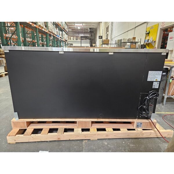 Scratch and Dent Avantco UBB-72S-HC 73" Black Counter Height Narrow Sliding Glass Door Back Bar Refrigerator with LED Lighting