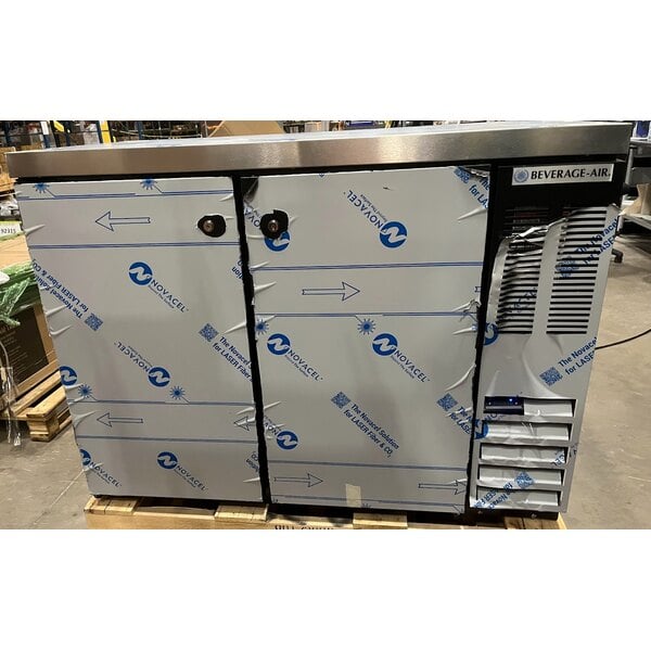 Scratch and Dent Beverage-Air BB48HC-1-PT-B 48" Black Underbar Height Solid Door Pass-Through Back Bar Refrigerator