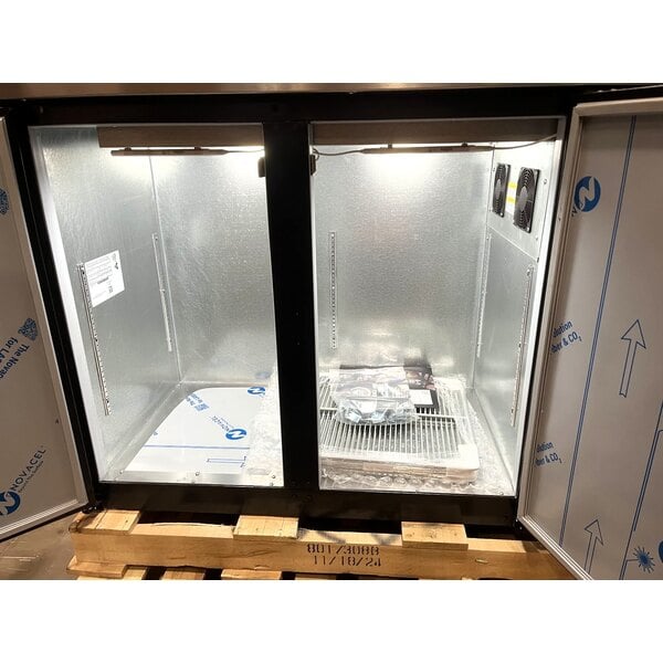 Scratch and Dent Beverage-Air BB48HC-1-PT-B 48" Black Underbar Height Solid Door Pass-Through Back Bar Refrigerator