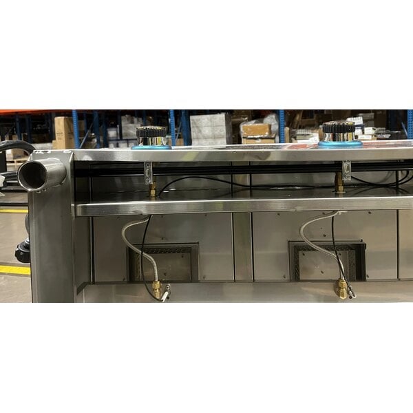 Scratch and Dent Backyard Pro Five Pan Open Well Mobile Liquid Propane Outdoor Steam Table with Undershelf - 17,500 BTU