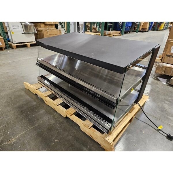 Scratch and Dent ServIt OAM-138D 48" Full Service Slanted 2-Shelf Countertop Heated Display Merchandiser - 1860W, 120V