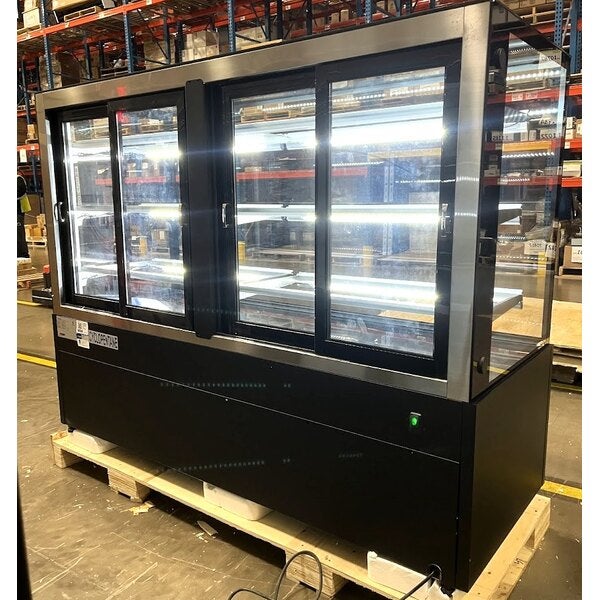 Scratch and Dent Avantco BCFD-72 70 7/8" Black Square Dry Bakery Display Case with LED Lighting