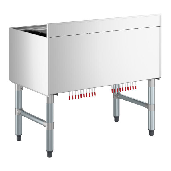 Scratch and Dent Regency 21" x 36" Underbar Ice Bin with 10 Circuit Post-Mix Cold Plate and Bottle Holders - 79 lb.