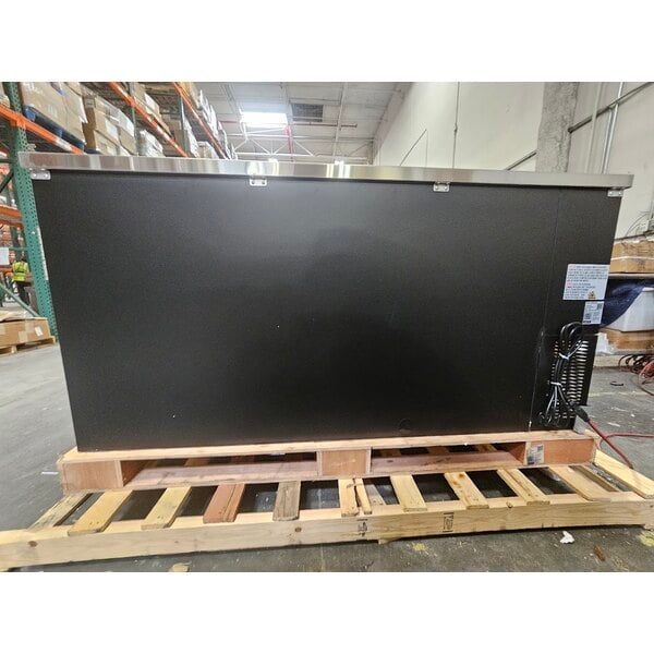 Scratch and Dent Avantco UBB-72G-HC 73" Black Counter Height Narrow Glass Door Back Bar Refrigerator with LED Lighting
