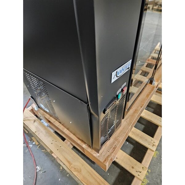 Scratch and Dent Avantco UBB-72G-HC 73" Black Counter Height Narrow Glass Door Back Bar Refrigerator with LED Lighting