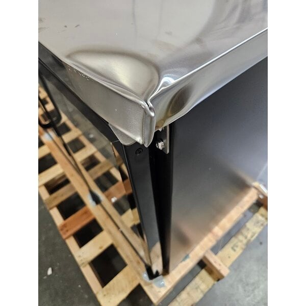 Scratch and Dent Avantco UBB-72G-HC 73" Black Counter Height Narrow Glass Door Back Bar Refrigerator with LED Lighting