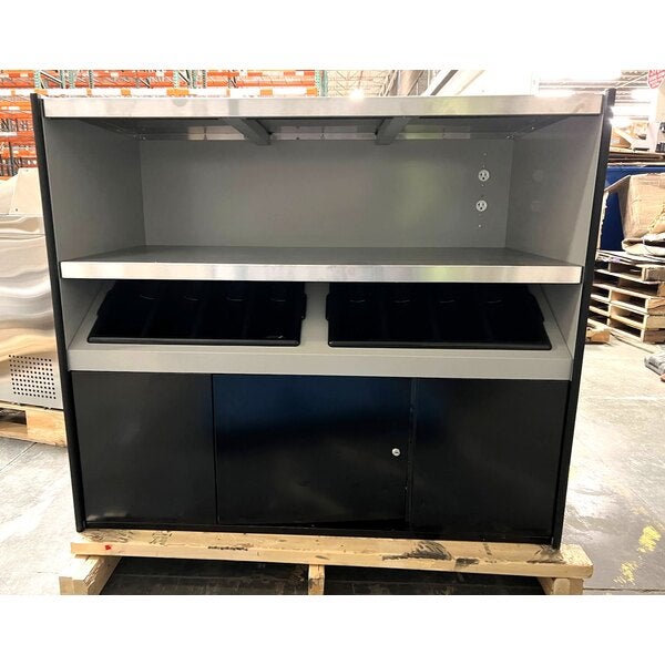 Scratch and Dent All State Manufacturing 49" x 23 1/4" x 48" Condiment Stand with Double Shelf and Two Trays SS1-2