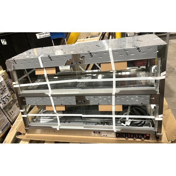 Scratch and Dent Hatco GRHD-3PD Stainless Steel Glo-Ray 45 1/2" Full Service Dual Shelf Merchandiser
