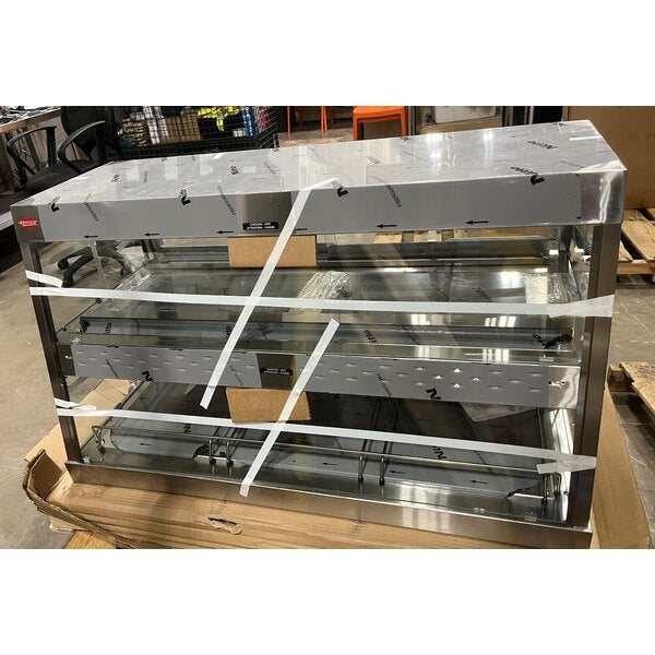 Scratch and Dent Hatco GRHD-3PD Stainless Steel Glo-Ray 45 1/2" Full Service Dual Shelf Merchandiser