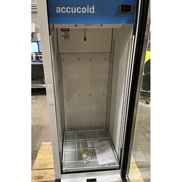 Scratch and Dent Summit Appliance ACR82L Accucold ACR Series 7.56 Cu. Ft. White / Blue Glass Door Reach-In Pharmacy Refrigerator - 115V
