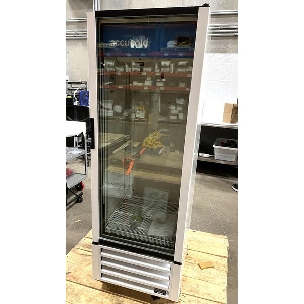 Scratch and Dent Summit Appliance ACR82L Accucold ACR Series 7.56 Cu. Ft. White / Blue Glass Door Reach-In Pharmacy Refrigerator - 115V