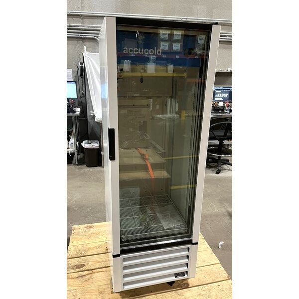 Scratch and Dent Summit Appliance ACR82L Accucold ACR Series 7.56 Cu. Ft. White / Blue Glass Door Reach-In Pharmacy Refrigerator - 115V