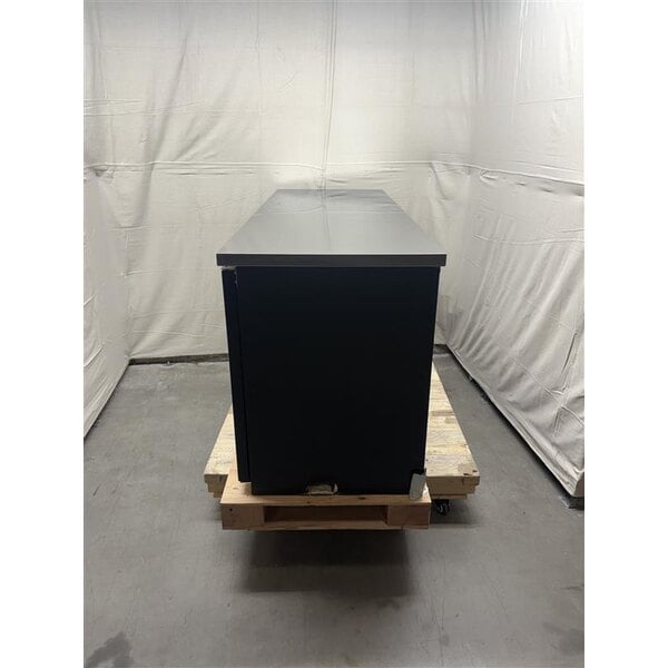 Scratch and Dent Avantco UBB-378-G-HC 78" Black Counter Height Glass Door Back Bar Refrigerator with LED Lighting
