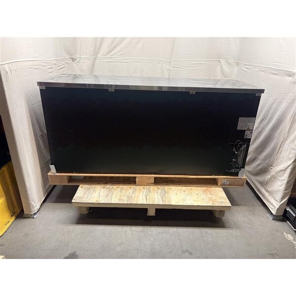 Scratch and Dent Avantco UBB-378-G-HC 78" Black Counter Height Glass Door Back Bar Refrigerator with LED Lighting
