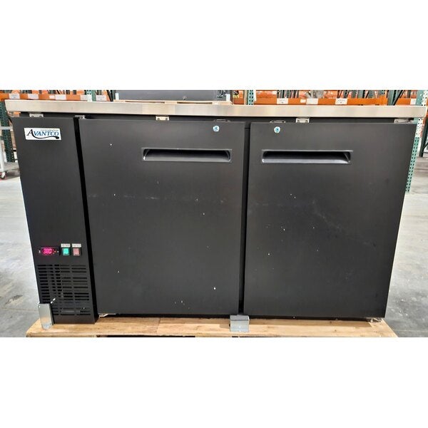 Scratch and Dent Avantco UDD-2-HC Black Kegerator / Beer Dispenser with (1) 2 Tap Tower - (2) 1/2 Keg Capacity