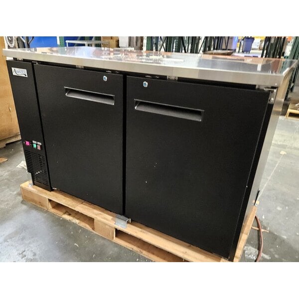 Scratch and Dent Avantco UDD-2-HC Black Kegerator / Beer Dispenser with (1) 2 Tap Tower - (2) 1/2 Keg Capacity