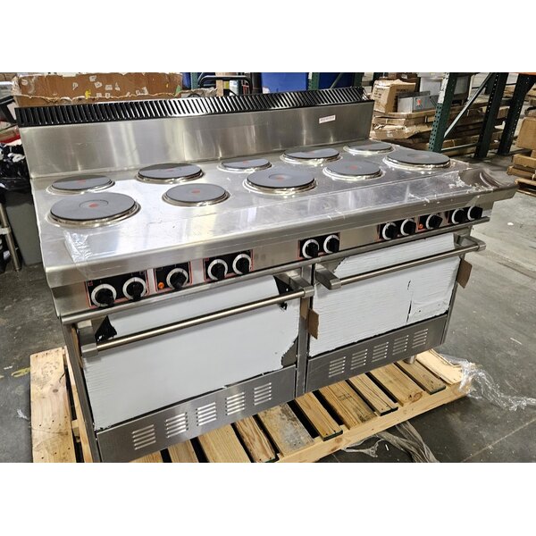 Scratch and Dent Garland SS684 Sentry Series 10 Sealed Burner Electric Restaurant Range with 2 Standard Ovens - 240V, 1 Phase, 33 kW