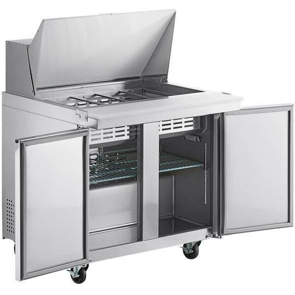 Scratch and Dent Avantco SS-PT-36M-HC 36" 2 Door Mega Top Stainless Steel Refrigerated Sandwich Prep Table