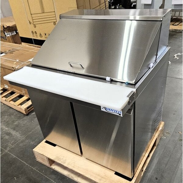 Scratch and Dent Avantco SS-PT-36M-HC 36" 2 Door Mega Top Stainless Steel Refrigerated Sandwich Prep Table