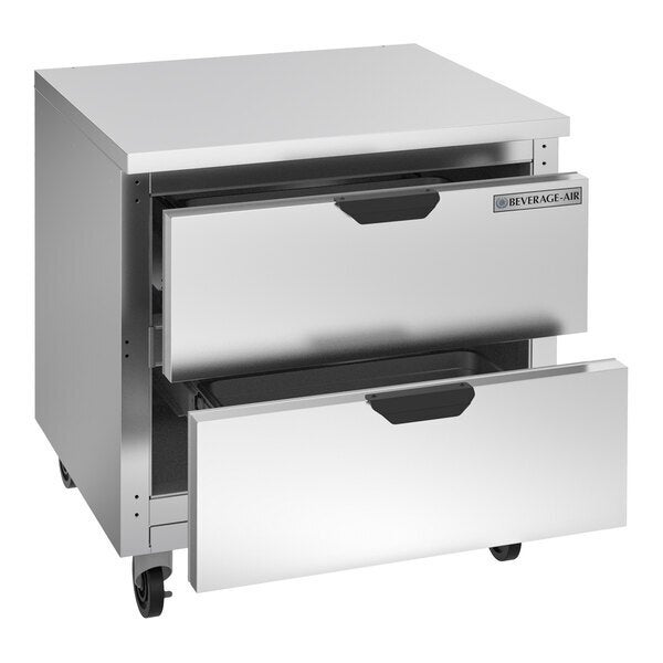 Scratch and Dent Beverage Air WTRD32AHC-2-FLT 32" Two Drawer Worktop Refrigerator with Flat Top
