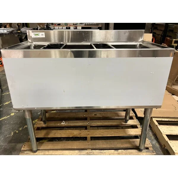 Scratch and Dent Regency 18" x 36" Stainless Steel Underbar Ice Bin with Bottle Holders - 119 lb.