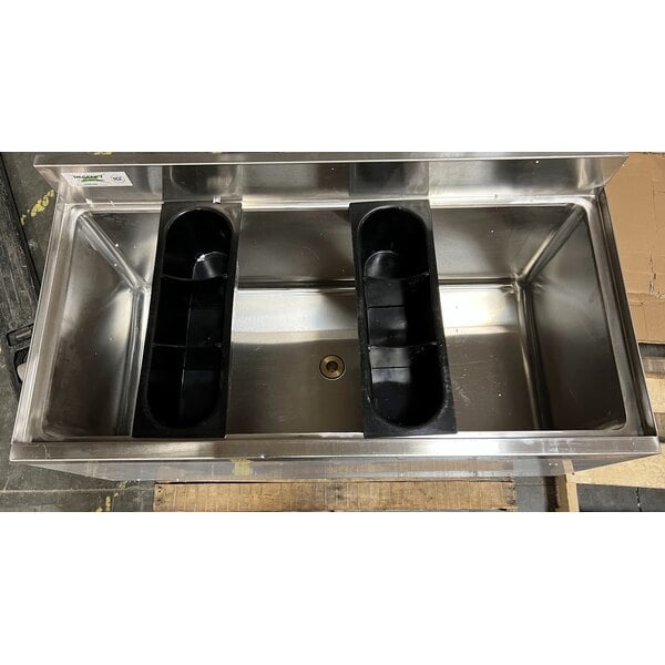 Scratch and Dent Regency 18" x 36" Stainless Steel Underbar Ice Bin with Bottle Holders - 119 lb.