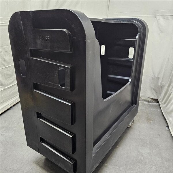 Scratch and Dent Royal Basket Trucks 36 Cu. Ft. Black Bulk Poly Truck with Steel Base and 2 Rigid / 2 Swivel Casters R36-BKX-BFC-6UNN