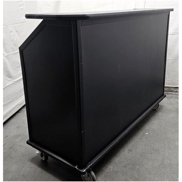 Scratch and Dent Lakeside 887B 63 1/2" Stainless Steel Portable Bar with Black Laminate Finish, 2 Removable 7-Bottle Speed Rails, and 40 lb. Ice Bin