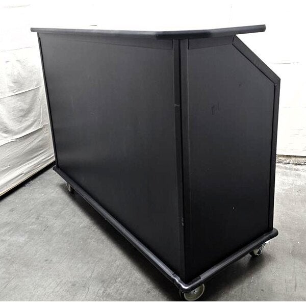 Scratch and Dent Lakeside 887B 63 1/2" Stainless Steel Portable Bar with Black Laminate Finish, 2 Removable 7-Bottle Speed Rails, and 40 lb. Ice Bin