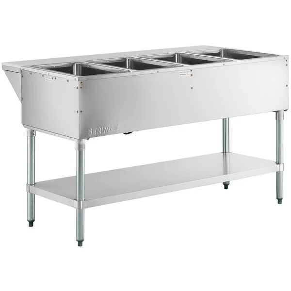 Scratch and Dent ServIt EST-4WS Four Pan Sealed Well Electric Steam Table with Adjustable Undershelf - 120V, 2000W