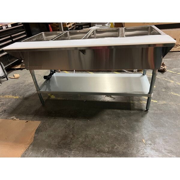 Scratch and Dent ServIt EST-4WS Four Pan Sealed Well Electric Steam Table with Adjustable Undershelf - 120V, 2000W