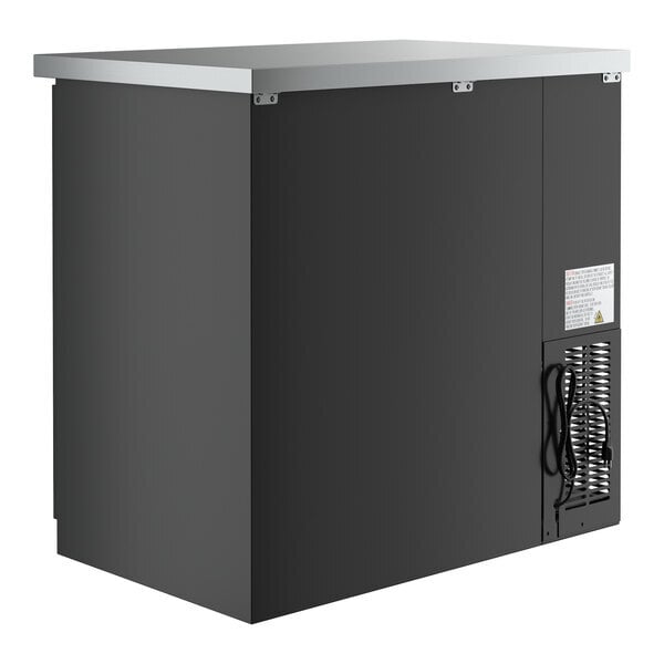 Scratch and Dent Avantco UBB-36-HC 36" Black Counter Height Solid Door Back Bar Refrigerator with LED Lighting