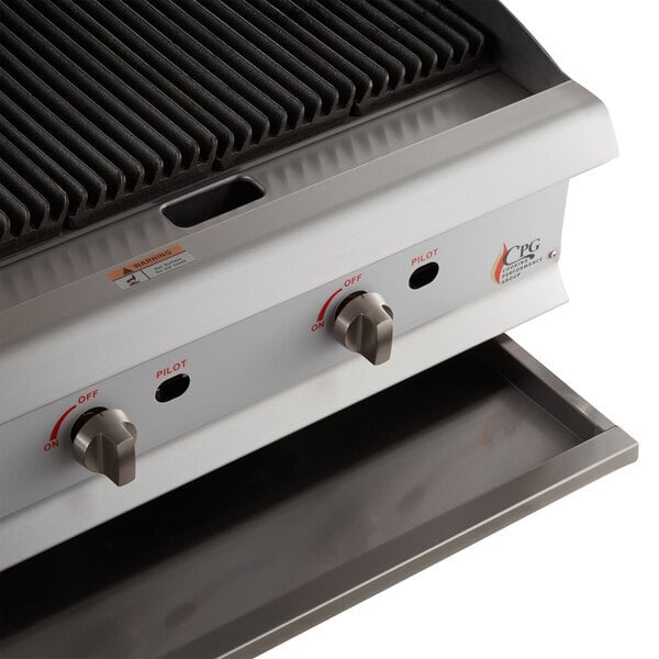 Scratch and Dent Cooking Performance Group CL-CPG-36-NL 36" Gas Countertop Lava Briquette Charbroiler - 120,000 BTU