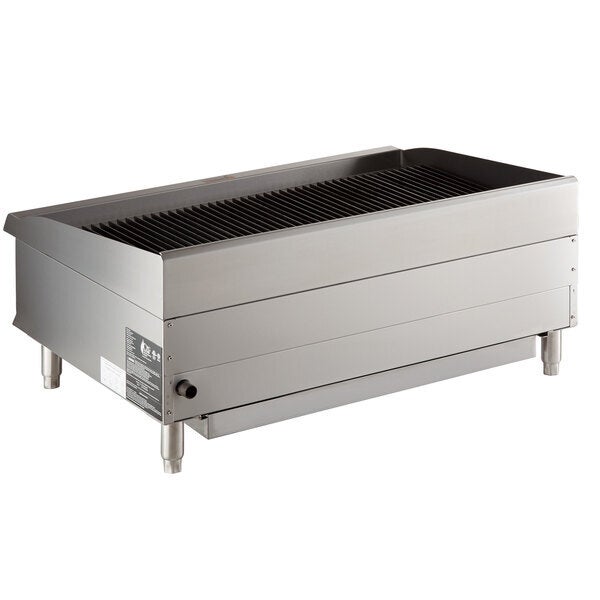 Scratch and Dent Cooking Performance Group CL-CPG-36-NL 36" Gas Countertop Lava Briquette Charbroiler - 120,000 BTU