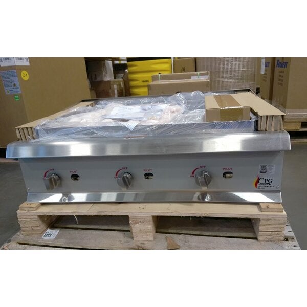 Scratch and Dent Cooking Performance Group CL-CPG-36-NL 36" Gas Countertop Lava Briquette Charbroiler - 120,000 BTU