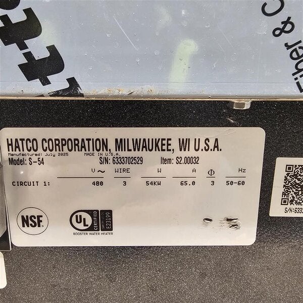 Scratch and Dent Hatco S-54 Imperial Booster Water Heater 54 kW - 16 Gallon, 480V, 3 Phase
